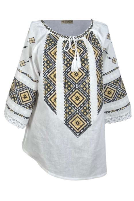 Bluza dama tip ie 024, alb trandafir/maro deschis , marimea XL