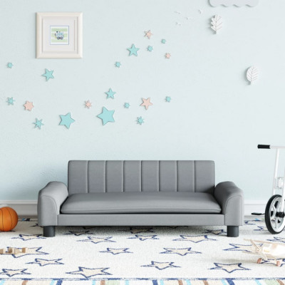 vidaXL Canapea pentru copii, gri deschis, 90x53x30 cm, material textil foto