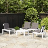 Gossi set mobilier de gradina cu perne, 4 piese, alb, plastic