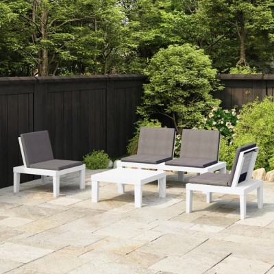 Gossi set mobilier de gradina cu perne, 4 piese, alb, plastic foto