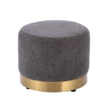 Cumpara ieftin Taburet textil gri metal auriu 40 x 31 cm