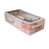 Cutie depozitare pantofi pliabila, 60x30x15 cm, transparenta, plasa pvc impermeabila, cadru otel, fermoar dublu