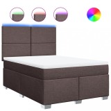 Cumpara ieftin Pat box spring cu saltea, maro inchis, 140x200 cm, textil