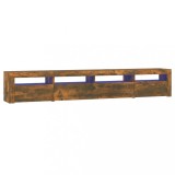 Cumpara ieftin Comoda TV cu lumini LED, stejar fumuriu, 240x35x40cm