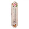 Termometru Metalic, Flori și Fluturi, Roz, 20cm, Oem
