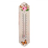Termometru Metalic, Flori și Fluturi, Roz, 20cm