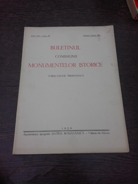 Buletinul Comisiunii Monumentelor istorice, ianuarie martie 1929