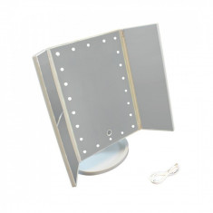 Oglinda Reglabila de Masa pentru Machiaj cu 3 Oglinzi Laterale Pliabile, Iluminate LED si Lupa Marire foto