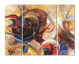 Cumpara ieftin Tablou 3 piese abstract pictat manual, Cosmic, 120x90cm ulei pe panza