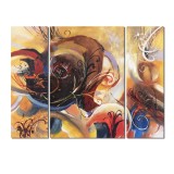 Tablou 3 piese abstract pictat manual, Cosmic, 120x90cm ulei pe panza
