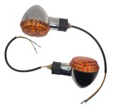 Set 2 Semnalizari Moto Scuter ATV Crom Rotunde Sticla Galbena M10