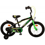 Bicicleta pentru baieti Volare Super GT, 16 inch, culoare negru/verde, frana de PB Cod:21783