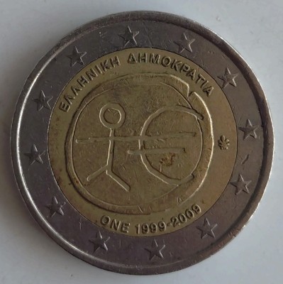 Moneda Grecia - 2 Euro 2009 - Uniune Economica Monetara foto