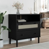 VidaXL Servantă SENJA, aspect ratan negru, 80x40x80 cm, lemn masiv pin