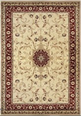 Covor Model Lotos 523-120, Marime 60 x 110 cm, Crem, Rosu, Inaltime Fir 8 mm, Antialergic, Polipropilena, Living, Dormitor, Sufragerie, Birou