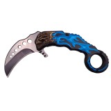 Briceag de vanatoare DEPOX&reg;, Blue Hell Rider, model karambit, 17 cm, albastru