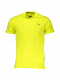 Tricou barbati cu maneca scurta, cu mini logo, Slim fit, Galben (Marime: XL)