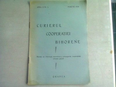 REVISTA CURIERUL COOPERATIEI BIHORENE NR.3/ 1 MARTIE1938 foto