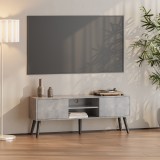 Comoda TV Eskilstuna cu 2 usi si 2 rafturi, decor beton