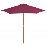 Cumpara ieftin Umbrelă de soare de exterior, st&acirc;lp lemn, roșu bordo, 270 cm