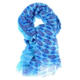 Esarfa albastra cu print abstract