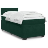 vidaXL Pat continental cu saltea, verde &icirc;nchis, 80x200 cm, catifea 3286159