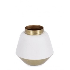 Vaza flori metal alb auriu Saad 8x8 cm