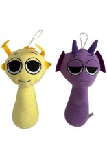 Set 2 jucării de pluș Sprunki: Simon și Durple, Galben-Mov, 23cm