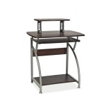 Birou calculator SL B07, polita glisanta tastatura, rafturi, structura metalica, MDF, 74x55x95 cm, maro inchis