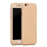 Husa Full 360 Auriu + Folie iPhone 5/5S/SE, Protectie Soc, Praf, Zgarieturi, Carcasa Plastic