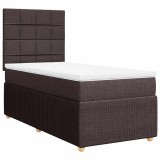 Cumpara ieftin Pat box spring cu saltea, maro inchis, 90x190 cm, textil