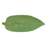 Suport Potpourri Lemn, Frunza Verde Brushed, Detalii Aurii, 45x18cm, Oem