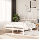 VidaXL Cadru de pat, alb, 140x200 cm, lemn masiv de pin