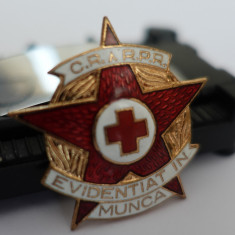 Insigna Evidentiat in munca / RPR / Crucea rosie / cu serie