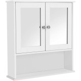 Dulap baie, suspendat, MDF, cu oglinda, 3 rafturi, 2 usi, alb, 56x13x58 cm, Artool, Leobert