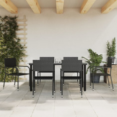 vidaXL Set mobilier de grădină, 7 piese, negru, poliratan foto