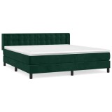 Cumpara ieftin Pat box spring cu saltea, verde inchis, 180x200 cm, catifea