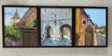 Set de 3 picturi Sighisoara, Peisaje, Acrilic, Realism, ART