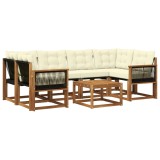 vidaXL Set de canapele de exterior cu pernă 7 pcs Natural și Crem 3381806
