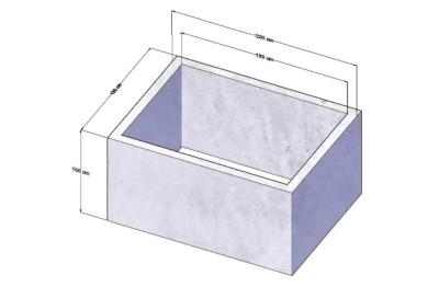 Camin rectangular din beton 180x130x100 cm foto