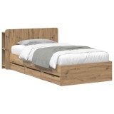 vidaXL Cadru de pat cu depozitare Stejar Artizanal 80 x 200 cm 3433912
