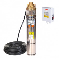 Pompa Submersibila cu Panou Control IBO Polonia 4SKM100, 750 W, 45 l/min, H Refulare 60 m, 20m cablu