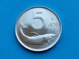 5 Lire 1970 Italia-UNC-Luciu de batere, Europa, Aluminiu