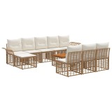 vidaXL Set de canapele de exterior 11 pcs Alb Natural și Crem 3437772