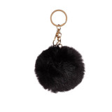 Breloc Pufos Pompon, 10 cm, Negru, ATU-088724