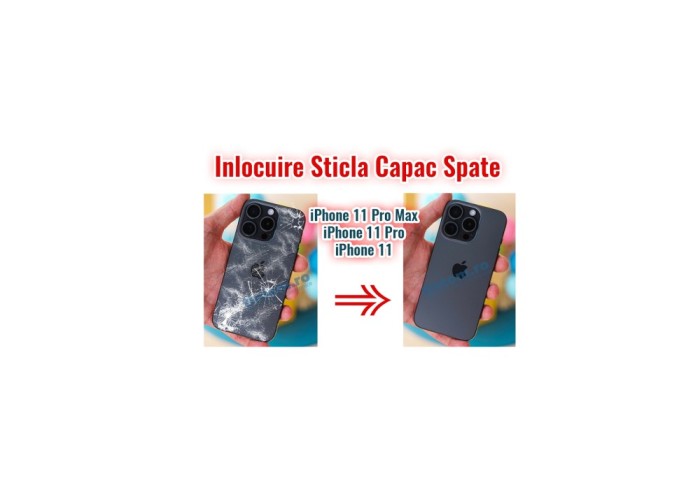 Inlocuire Capac Spart iPhone 11 11Pro 11 Pro Max Sticla Spate
