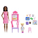 BARBIE SET DE JOACA PAPUSA BARBIE BRUNETA MULATRA FACE CARIERA PROFESOARA