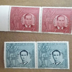 TIMBRE ROMANIA LP 142 III/1940 VASILE MARIN SI ION MOTA -Serie in pereche MNH