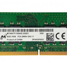 Memorie ram, Micron, MTA8ATF1G64HZ-2G6D1, DDR4, 8GB, 2666 MHz, 1.2V, PC4-2666V-SA2-11, non-ECC unbuffered, CL19, 260 pini sodimm , bulk