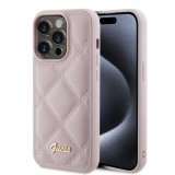 Husa pentru Apple iPhone 15 Pro Max, Guess, Quilted Metal Logo, Roz
